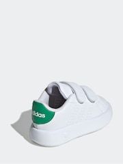 adidas White/Green Kids Advantage Trainers - Image 4 of 9