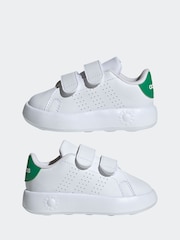 adidas White/Green Kids Advantage Trainers - Image 5 of 9