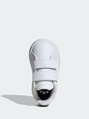 adidas White/Green Kids Advantage Trainers - Image 6 of 9