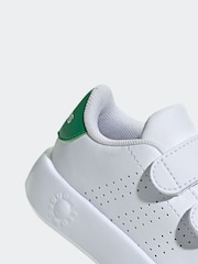 adidas White/Green Kids Advantage Trainers - Image 8 of 9