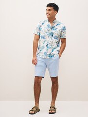 Light Blue Oxford Slim Stretch Chino Shorts - Image 4 of 9