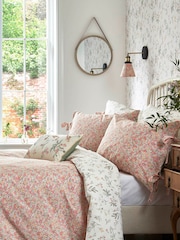 Laura Ashley Coral Pink 200 Thread Count Loveston 100% Cotton Duvet Cover and Pillowcase Set - Image 1 of 7