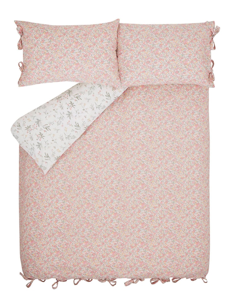 Laura Ashley Coral Pink 200 Thread Count Loveston 100% Cotton Duvet Cover and Pillowcase Set - Image 5 of 7