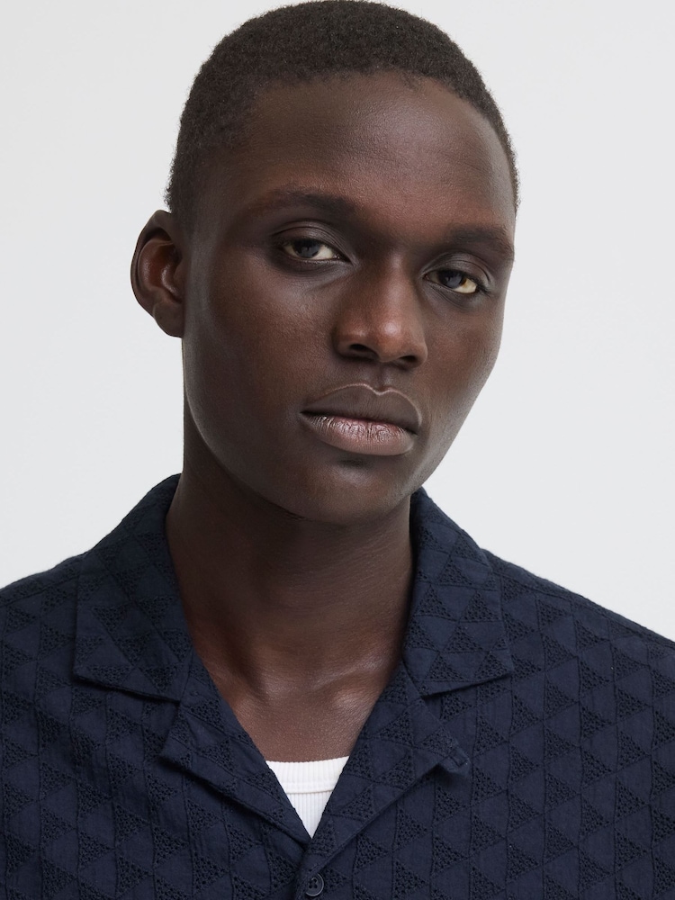 Blend Blue Aulia Textured Open Knit Shirt - Image 2 of 5 Blend Blue Aulia Textured Open Knit Shirt - Image 2 of 5