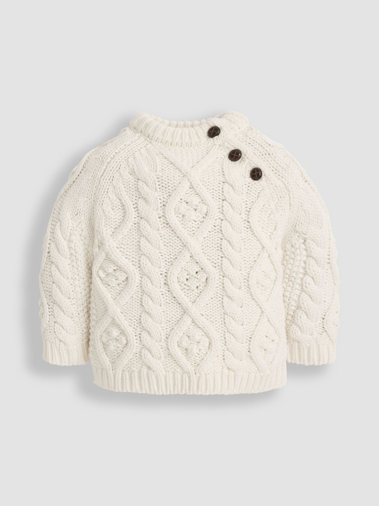 JoJo Maman Bébé Cream Cosy Cable Jumper - Image 2 of 4