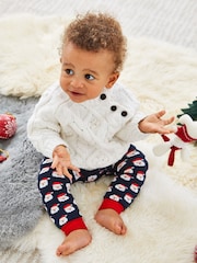 JoJo Maman Bébé Cream Cosy Cable Jumper - Image 4 of 4