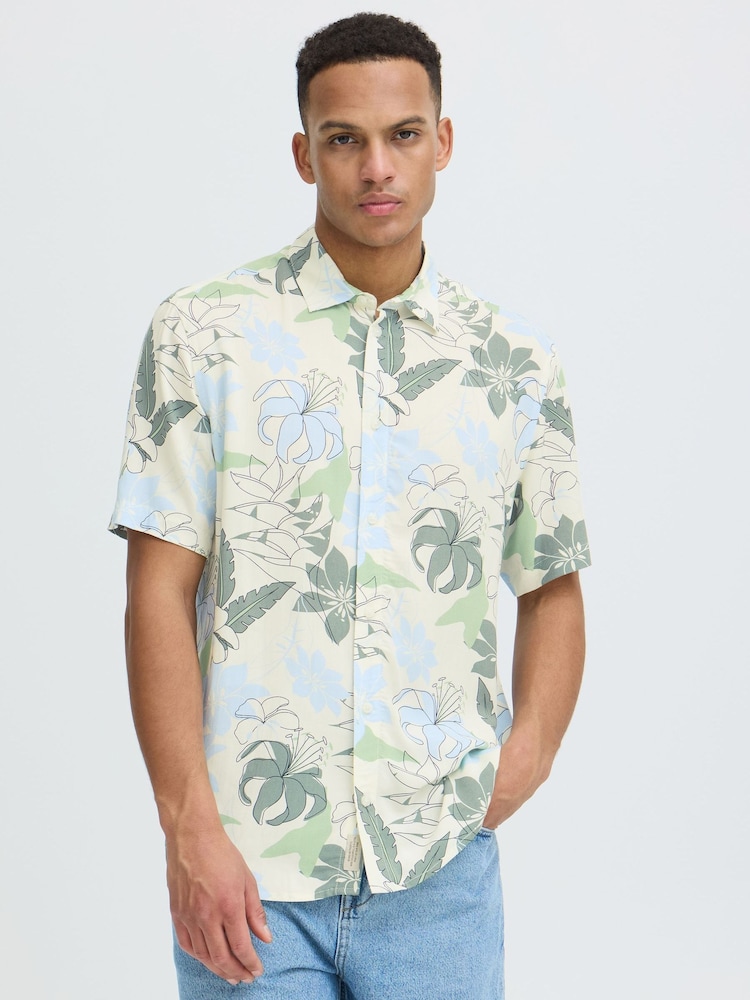 Blend Cream Assel Printed Short Sleeve Shirt - Image 1 of 5