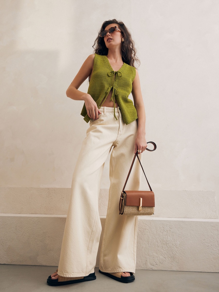 Tan Brown Raffia Cross-Body Bag - Image 2 of 8