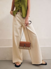 Tan Brown Raffia Cross-Body Bag - Image 4 of 8