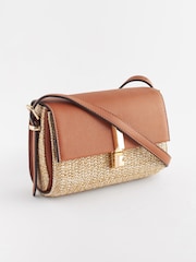 Tan Brown Raffia Cross-Body Bag - Image 5 of 8