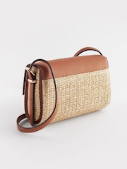 Tan Brown Raffia Cross-Body Bag - Image 6 of 8
