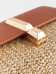 Tan Brown Raffia Cross-Body Bag - Image 8 of 8