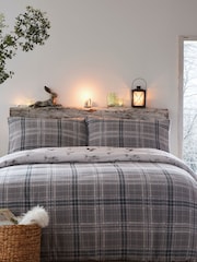 Dreams & Drapes Grey Derwent Check 100% Cotton Duvet Cover and Pillowcase Set - Image 1 of 4