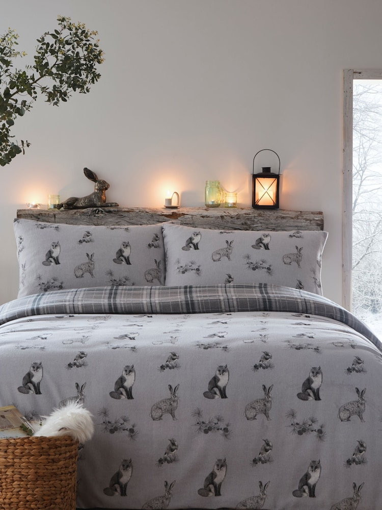 Dreams & Drapes Grey Derwent Check 100% Cotton Duvet Cover and Pillowcase Set - Image 2 of 4