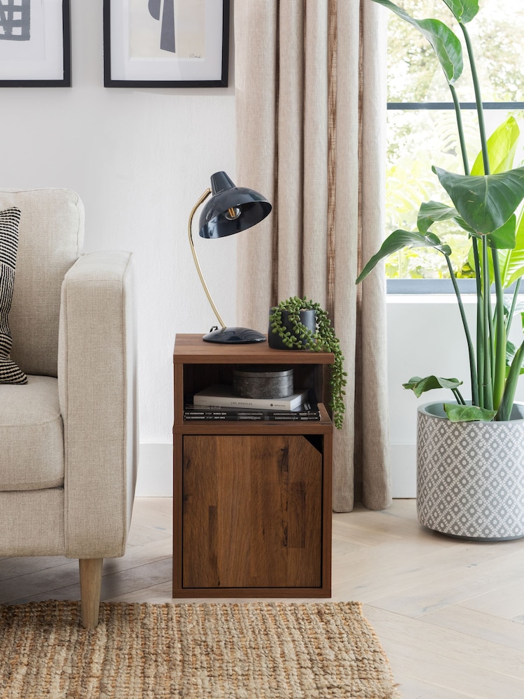 Dark Bronx Oak Effect Storage Side Table - Image 1 of 8
