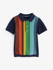 Mehrfarbig - Vertikal gemustertes Strick-Poloshirt (3 Monate bis 7 Jahre) - Bild 4 von 5