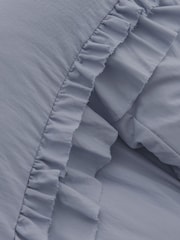 Blue Super Soft Double Frill Raw Edge Duvet Cover and Pillowcase Set - Image 4 of 5