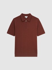 Reiss Russet Maxwell Merino Wool Half-Zip Polo Shirt - Image 2 of 6