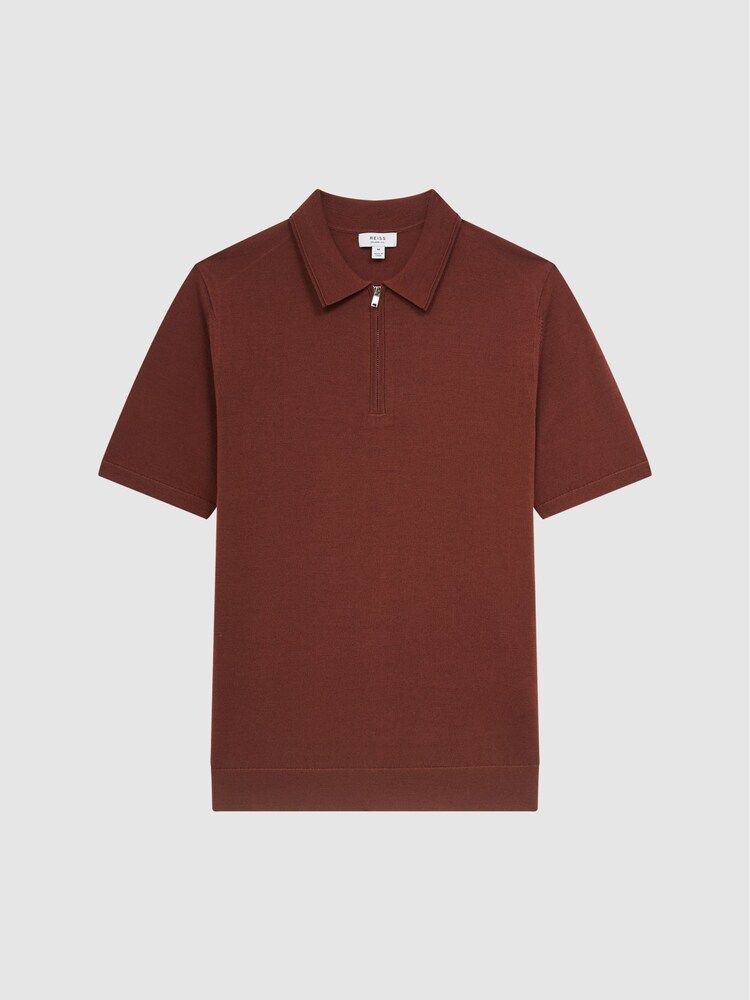 Reiss Russet Maxwell Merino Wool Half-Zip Polo Shirt - Image 2 of 6