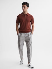 Reiss Russet Maxwell Merino Wool Half-Zip Polo Shirt - Image 3 of 6