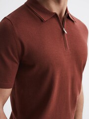 Reiss Russet Maxwell Merino Wool Half-Zip Polo Shirt - Image 4 of 6
