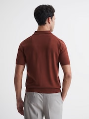 Reiss Russet Maxwell Merino Wool Half-Zip Polo Shirt - Image 5 of 6