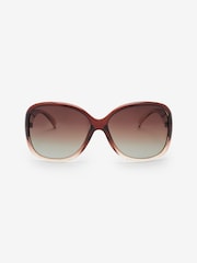 Brown Polarised Large Square Wrap Sunglasses - Image 1 of 1