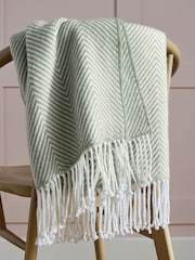 Sage Green Herringbone Cosy Throw - Image 2 of 5