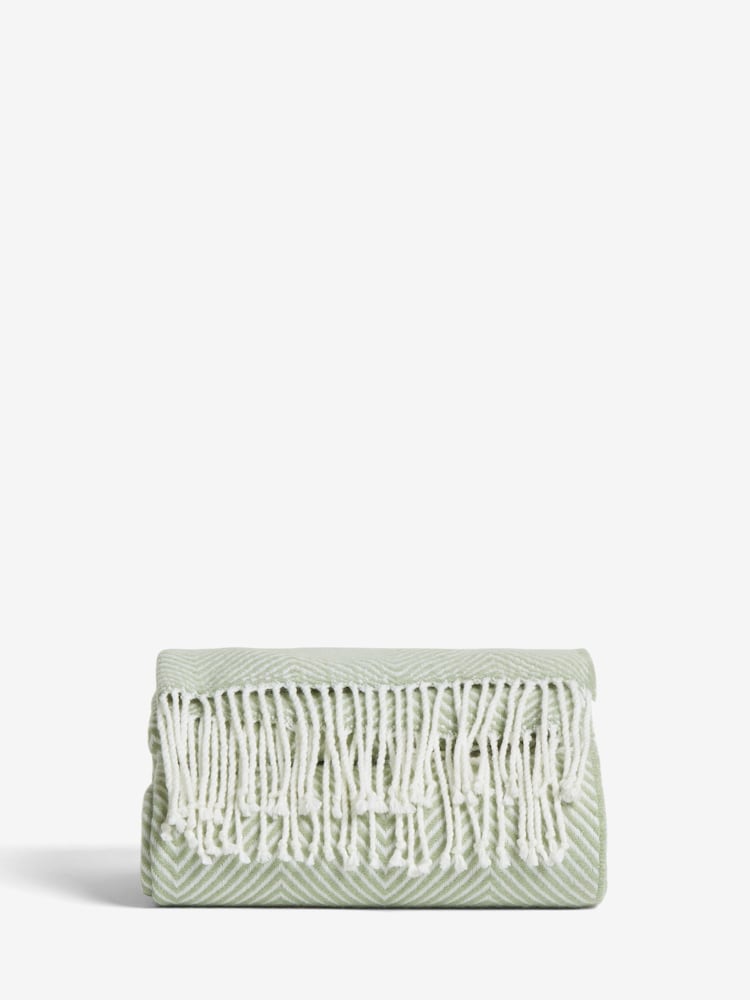 Sage Green Herringbone Cosy Throw - Image 5 of 5