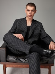 Charcoal Grey EDIT Relaxed Pattern Suit Jacket - Image 1 of 1