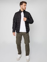 Threadbare Black Showerproof Matte Finish Padded Funnel Neck Jacket - Image 3 of 4