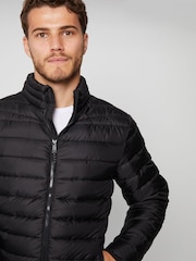 Threadbare Black Showerproof Matte Finish Padded Funnel Neck Jacket - Image 4 of 4