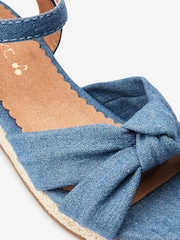 Denim Blue Standard Fit (F) Knot Detail Ankle Strap Wedge Sandals - Image 4 of 4