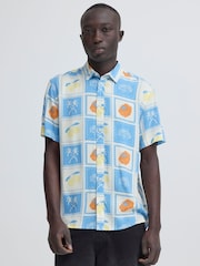 Blend Blue Aran Pattern Short Sleeve Shirt - Image 1 of 5