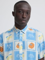 Blend Blue Aran Pattern Short Sleeve Shirt - Image 4 of 5