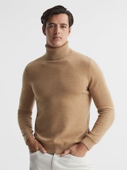 Reiss Camel Regal Roll Neck 100% Cashmere Jumper - Image 1 of 6