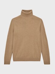 Reiss Camel Regal Roll Neck 100% Cashmere Jumper - Image 2 of 6