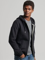 Superdry Black Cotton Vintage Logo Embroidered Zip-Up Hoodie - Image 1 of 6