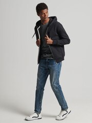 Superdry Black Cotton Vintage Logo Embroidered Zip-Up Hoodie - Image 2 of 6