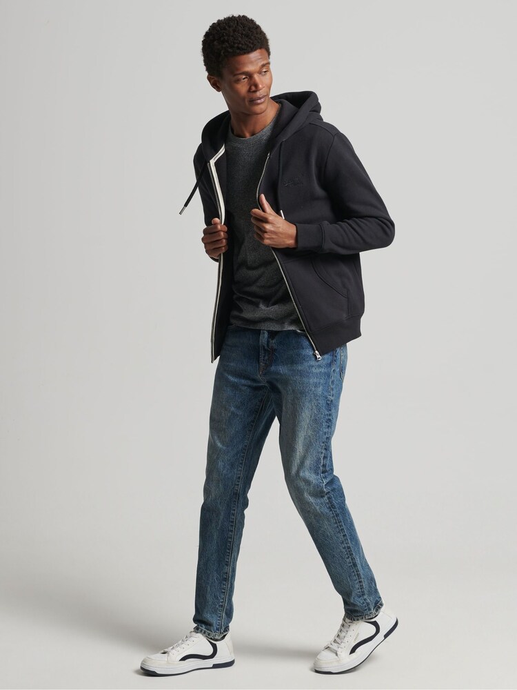 Superdry Black Cotton Vintage Logo Embroidered Zip-Up Hoodie - Image 2 of 6