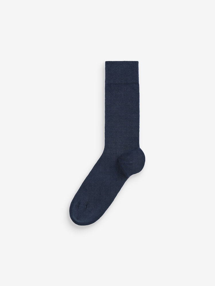 Navy Blue 7 Pack Mens Cotton Rich Black Socks - Image 2 of 2