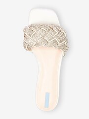 White Forever Comfort® Wedding Embellished Satin Mules - Image 5 of 7