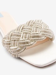 White Forever Comfort® Wedding Embellished Satin Mules - Image 6 of 7
