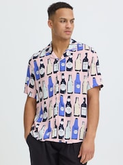 Blend Pink Anvar Bottle Print Short Sleeve Shirt - Image 1 of 5