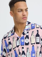 Blend Pink Anvar Bottle Print Short Sleeve Shirt - Image 4 of 5