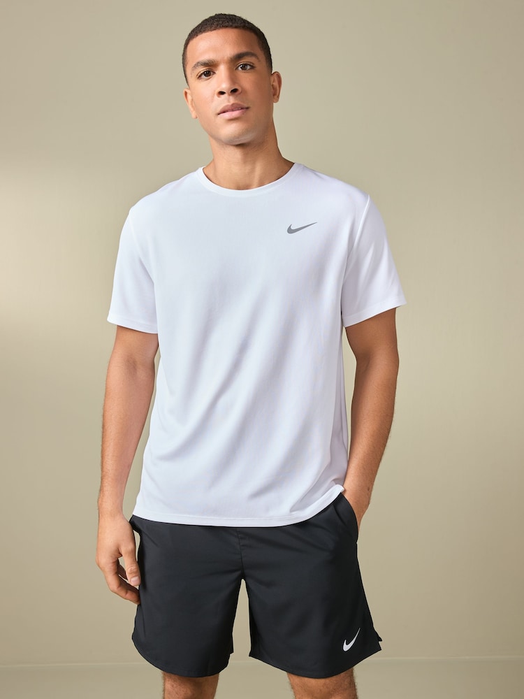Nike White Dri-FIT Miler Running T-Shirt - Image 1 of 7
