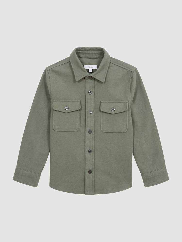 Reiss Green Tampa Senior Twin Pocket Overshirt - Image 2 of 7