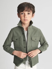 Reiss Green Tampa Senior Twin Pocket Overshirt - Image 3 of 7