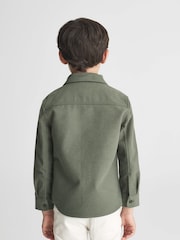 Reiss Green Tampa Senior Twin Pocket Overshirt - Image 5 of 7