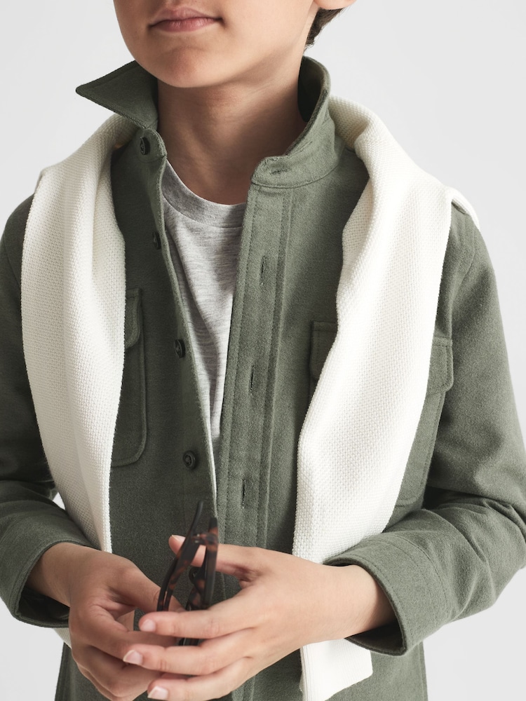 Reiss Green Tampa Senior Twin Pocket Overshirt - Image 7 of 7